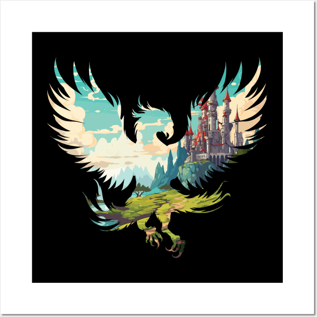 Griffin Silhouette - Fantasy Castle Design Wall Art by PaulJus